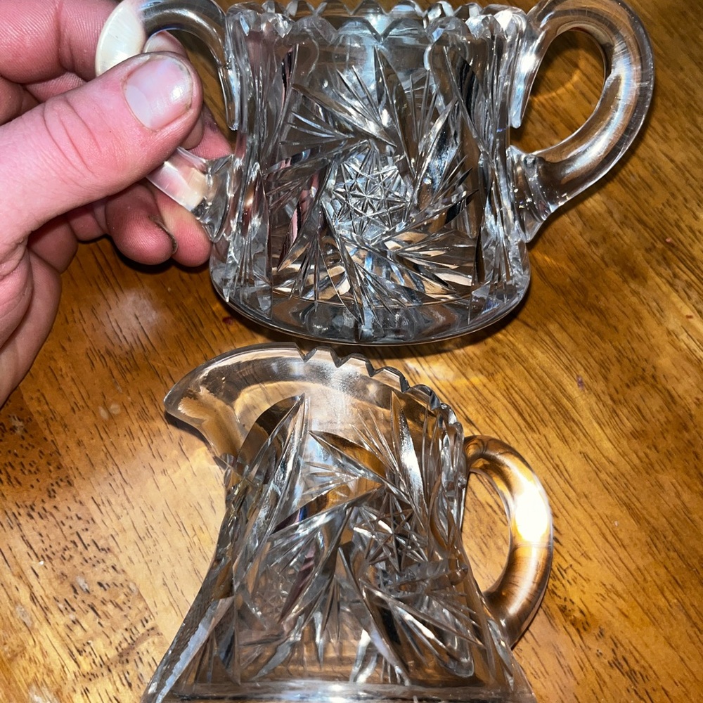 American Brilliant Period Cut Glass Sugar and Creamer Set